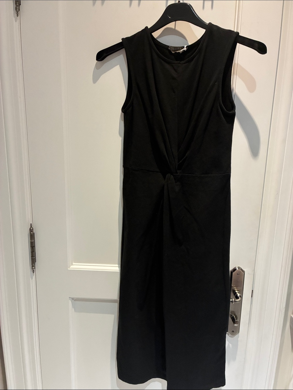 Pistache Made in Italy Terry Cotton Twist Front Sleeveless Dress Black NWT 👵MT